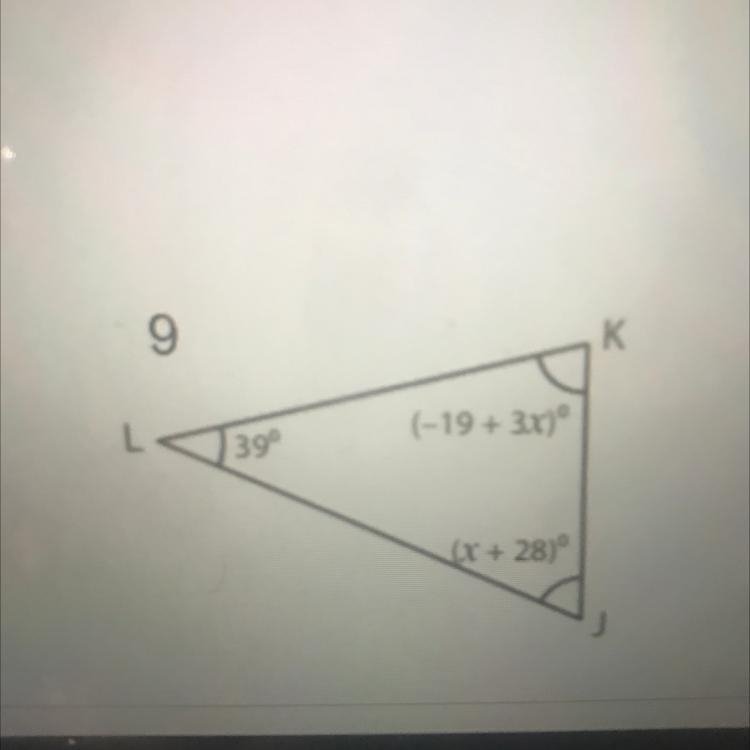 Find the value of x, then find each missing angle.-example-1