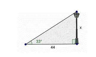 The angle of elevation from a pothole to the top of a lamp post is 33° 33°. The horizontal-example-1