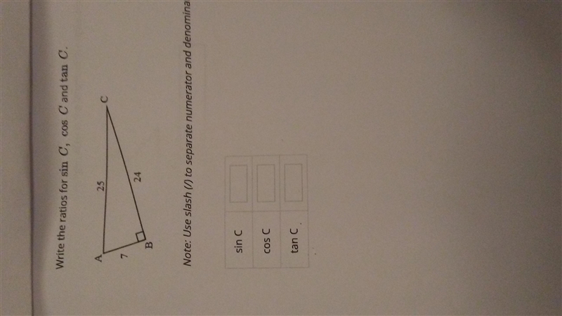 Write the ratios for sine C cosine C and tangent C-example-1