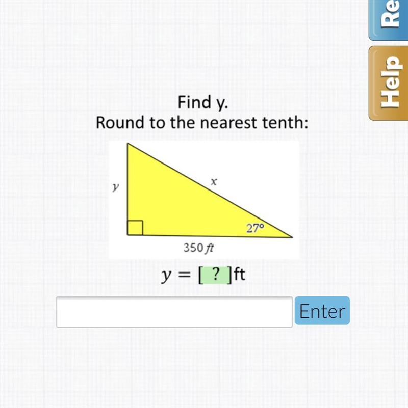 NEED HELP ASAP!! Angles of Elevation and Despression! Need to find y! Round to the-example-1