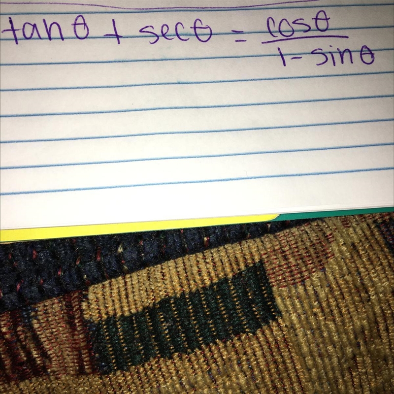 Tan0 plus sec0 equals cos0 divided by 1 minus sin0-example-1