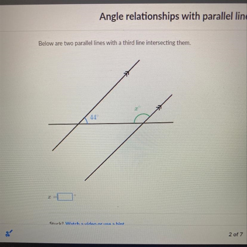 Angle relationships with parallel lines-example-1