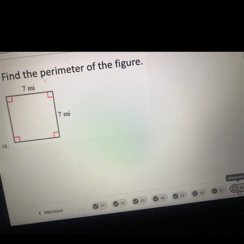 Find the perimeter of the figure. 7 mi 7 mi-example-1