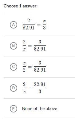 3 folders cost $2.91 dollar sign . Which equation would help determine the cost of-example-1