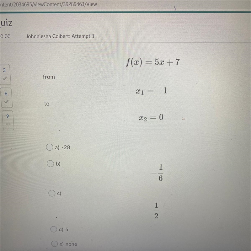 Question 9 (10 points) Find the average rate of change of the function below from-example-1