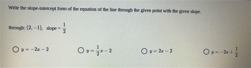 Plz help. Write the slope intercept form of the equation of the line.-example-1