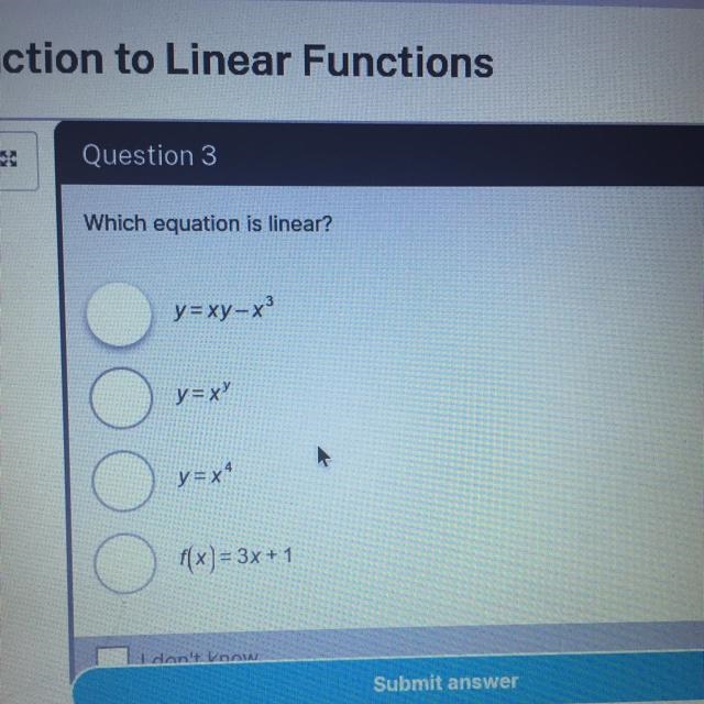 Which equation is lineear?-example-1