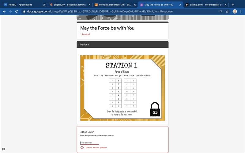 PLEASE HELP!! 4 Digit Lock * Enter 4 digit number code with no spaces-example-1