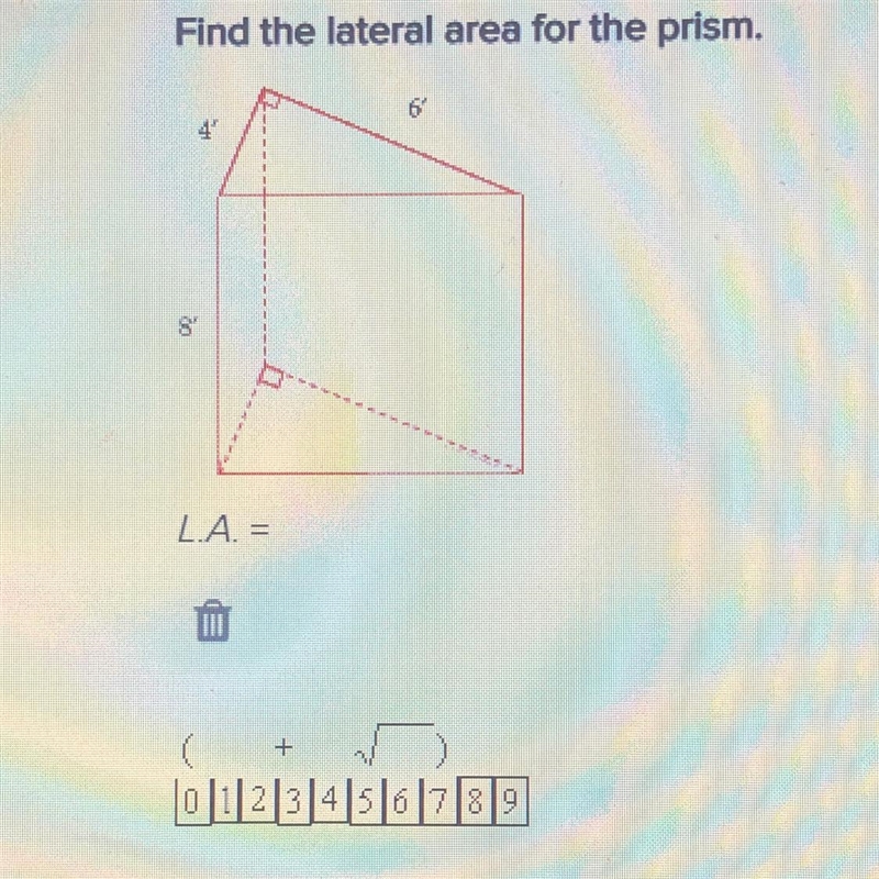 Find the lateral area for the prism. L.A. =-example-1