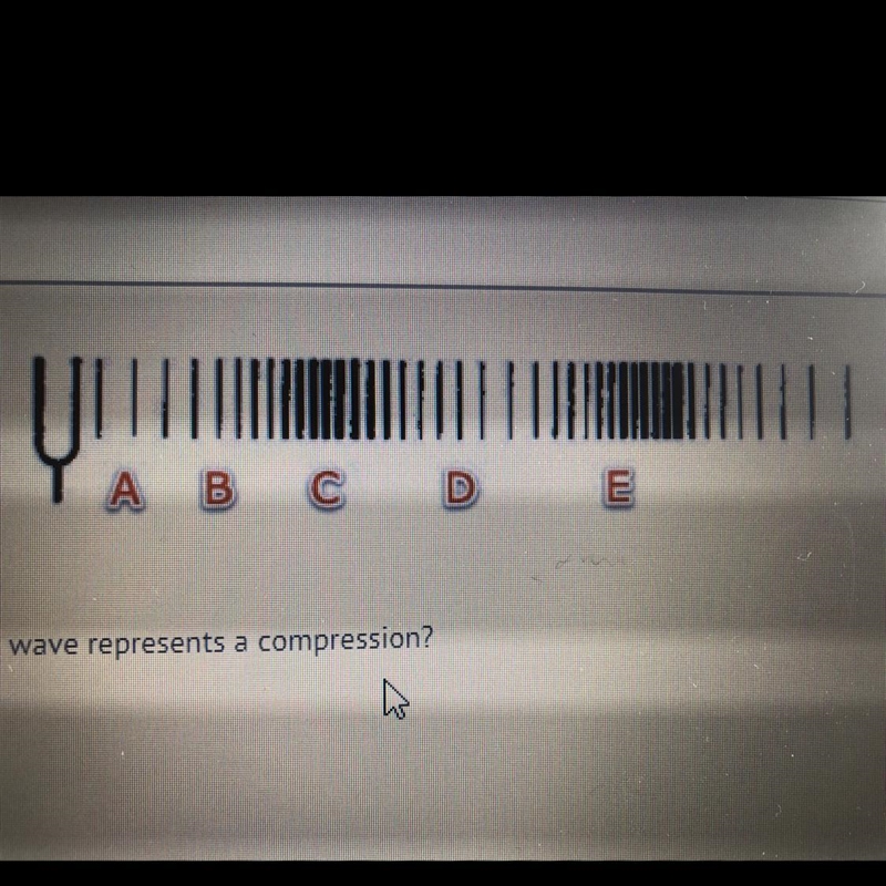 Which area of this sound wave represents a compression? A)A B)B C)C D)D-example-1