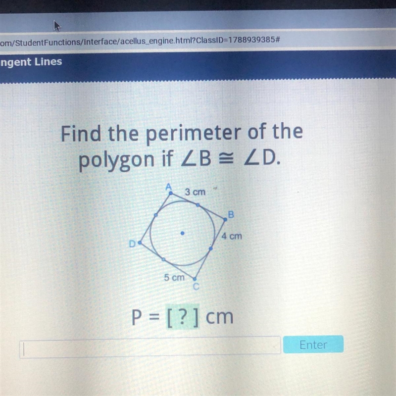 Find the perimeter of the polygon if angle B is congruent to angle D.-example-1