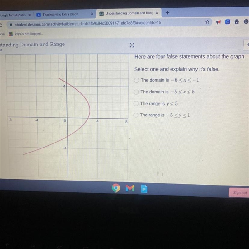 Here are four false statements about the graph. Select one and explain why it's false-example-1