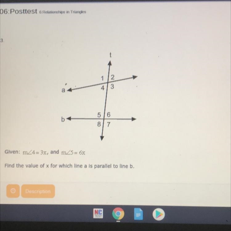 Find the value of x for which line a is parallel to line b .-example-1