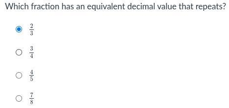 Which fraction has an equivalent decimal value that repeats-example-1