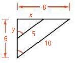 In the figure below, the polygons are similar. Find the value of x and y. Have a nice-example-1