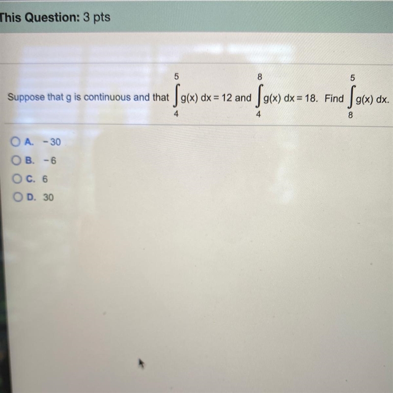 ANSWER PLS!!! A -30 B -6 C 6 D 30-example-1