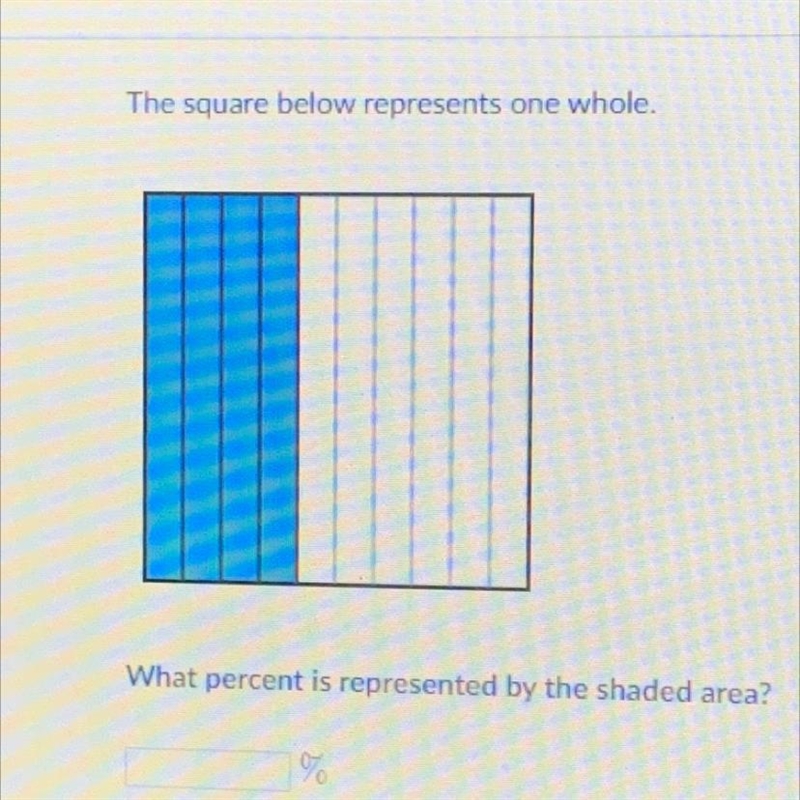 The square below represents one whole. What percent is represented by the shaded area-example-1