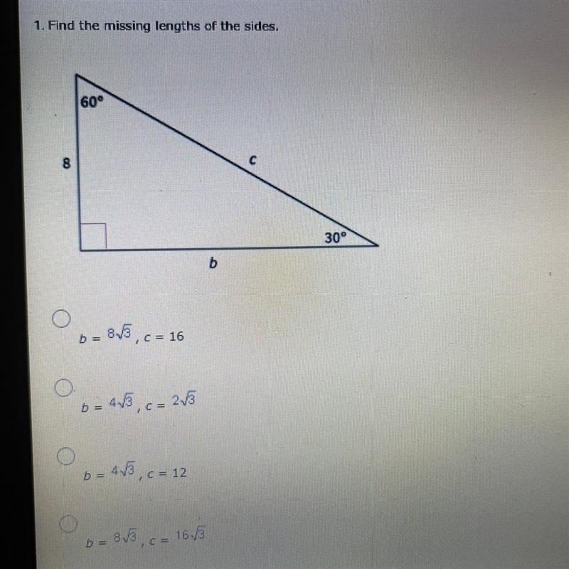 Find the Missing Lengths is the sides.-example-1