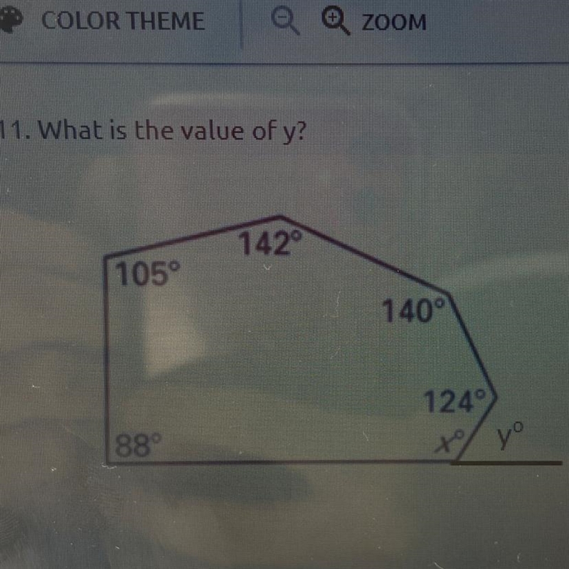 11. What is the value of y? 1420 105° 140° 124) 88° you-example-1