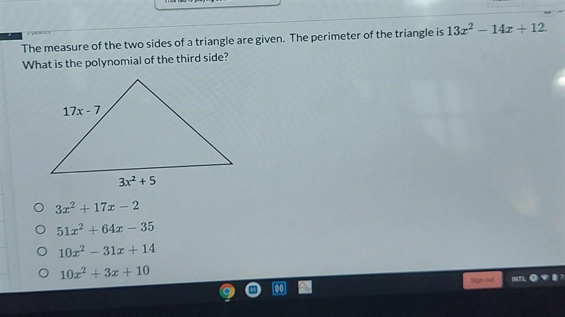 The measure of the two sides of a triangle. ​-example-1