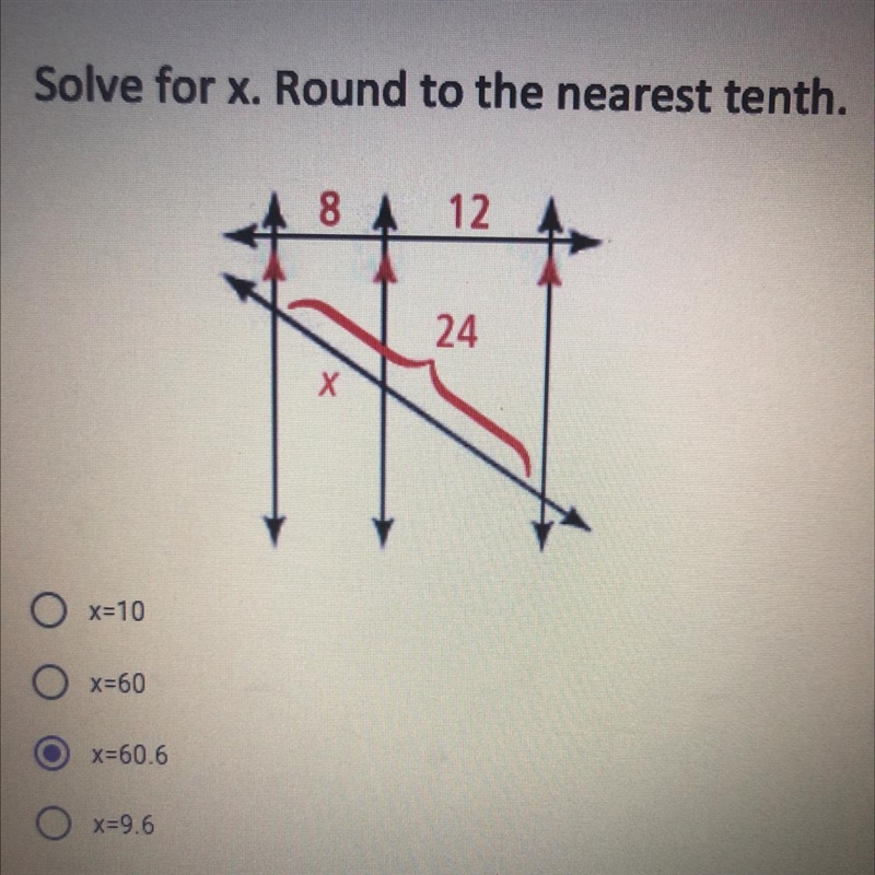 Solve for x. Round to the nearest tenth.-example-1