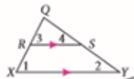 Given ΔQXY with RS || XY Prove XR/RQ = YS/SQ statements: 1. RS || XY 2. ∠1=∠3, ∠2=∠4 3. ΔQXY-example-1