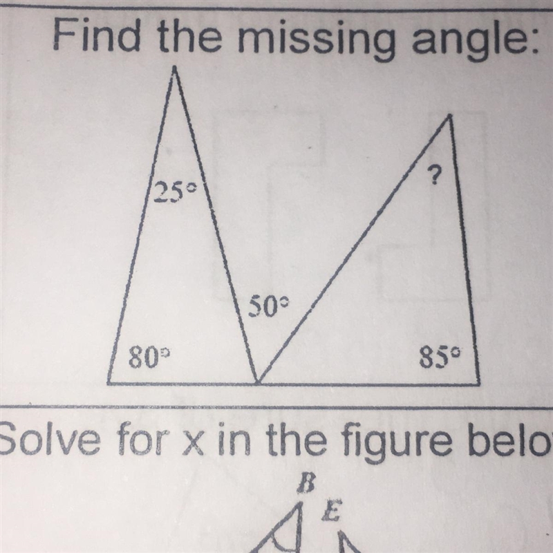 Find the missing angle:-example-1