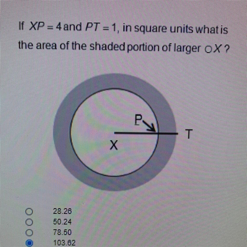 If XP = 4 and PT = 1, in square units what is the area of the shaded portion of larger-example-1