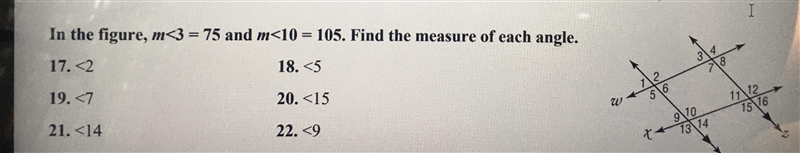 Can someone please HELP? - ANGLES Can you help me with #17, #18, #19-example-1