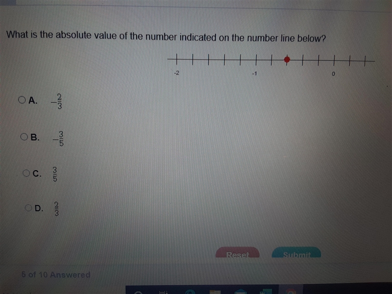 Does anyone know the answer!!!! What is the absolute value of the number indicated-example-1