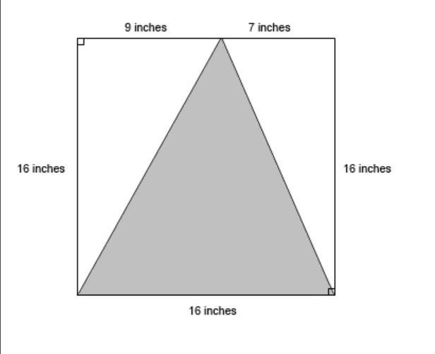 What is the area of the shaded triangle inside the square? Round your answer to the-example-1