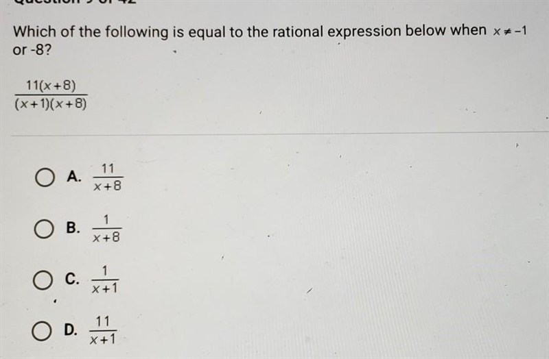 Which of the following is equal to the rational expression below when x=-1 or -8? 11(x-example-1