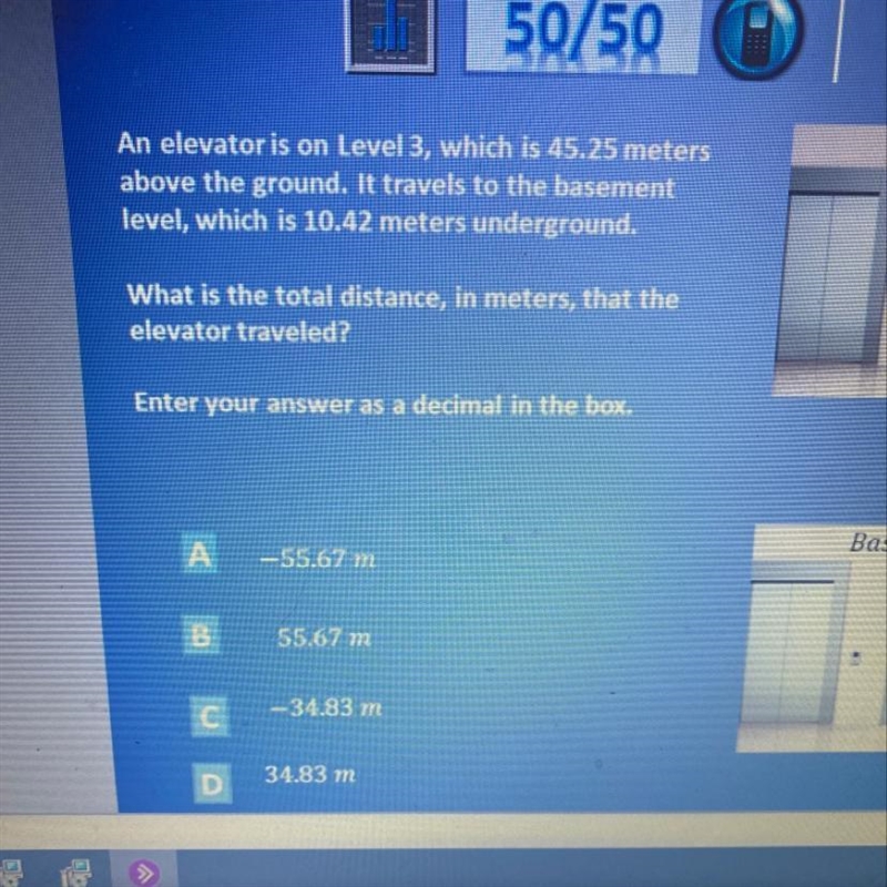 An elevator is on Level 3, which is 45.25 meters above the ground. It travels to the-example-1