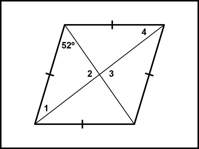 Find the missing angle measures in the given rhombus.-example-1