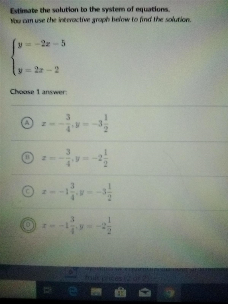 Estimate the solution to the system of equations.-example-1