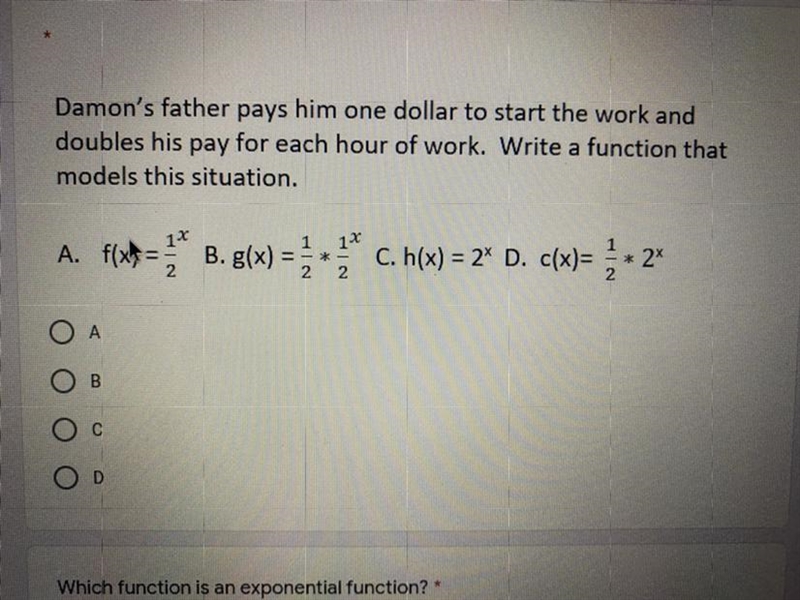 Damon's father pays him one dollar to start the work and doubles his pay for each-example-1