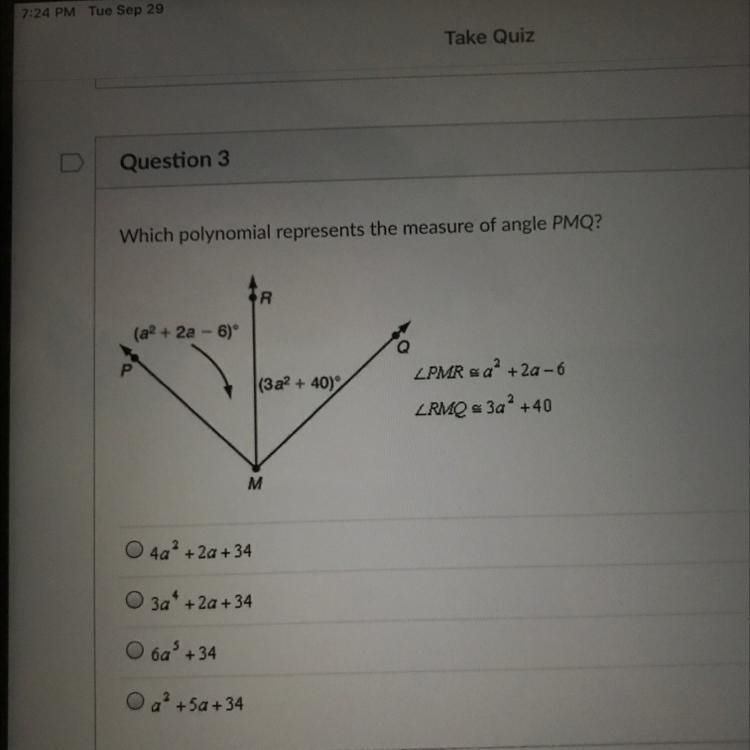 Which polynomial represents the measure of angle PMQ-example-1