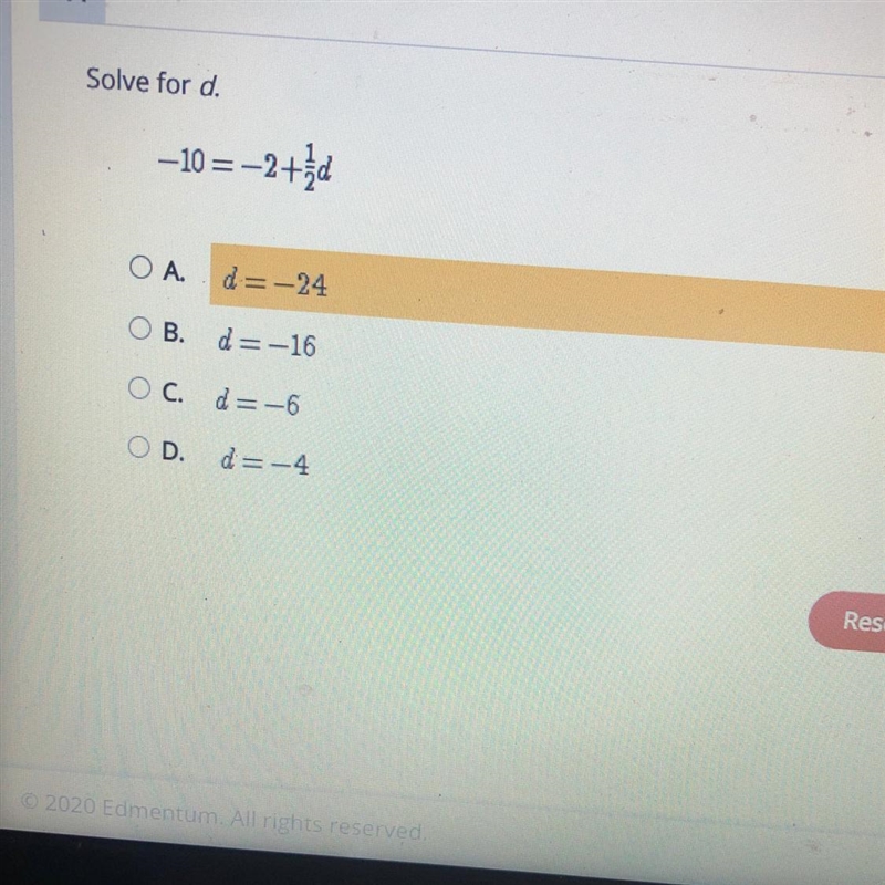 Help ASAP I’m bad at math lol,Solve for d-example-1