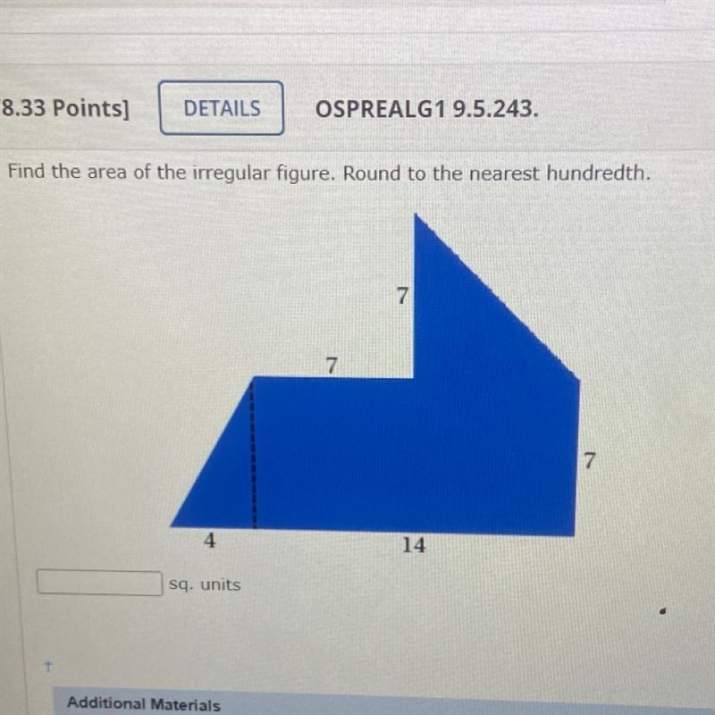 Find the area of the irregular figure. Round to the nearest hundredth.-example-1