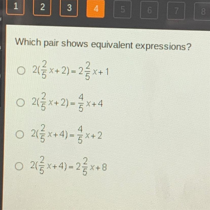 Which pair shows equivalent expressions? Hurry it’s timed-example-1