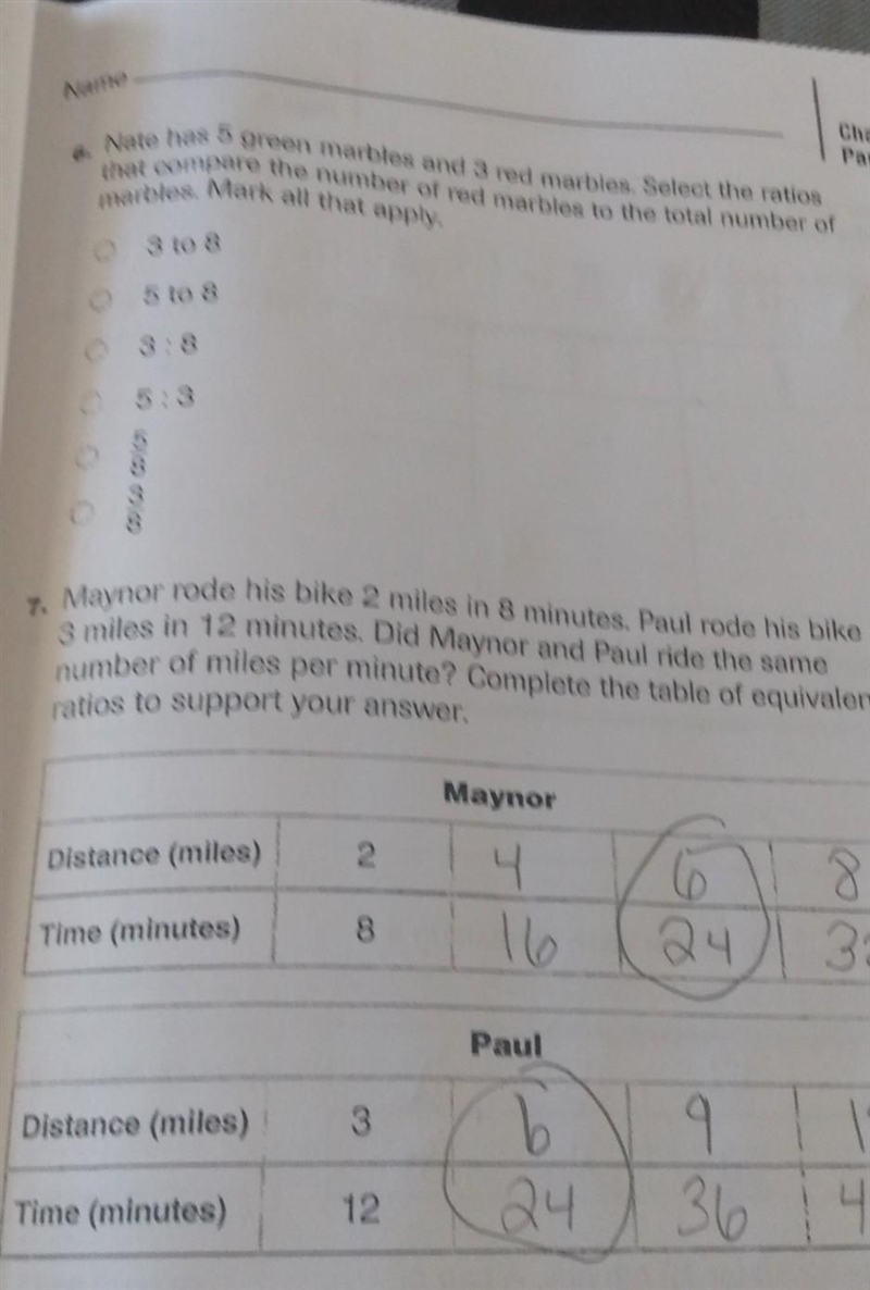 HELP PZZ Nate has 5 green marbles and 3 red marbles. Select the ratios that compare-example-1