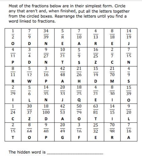 I need help trying to find any fractions that are not in simplest form. (there should-example-1