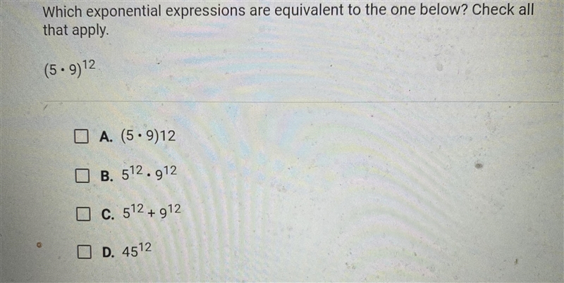 Which exponential expressions are equivalent?-example-1