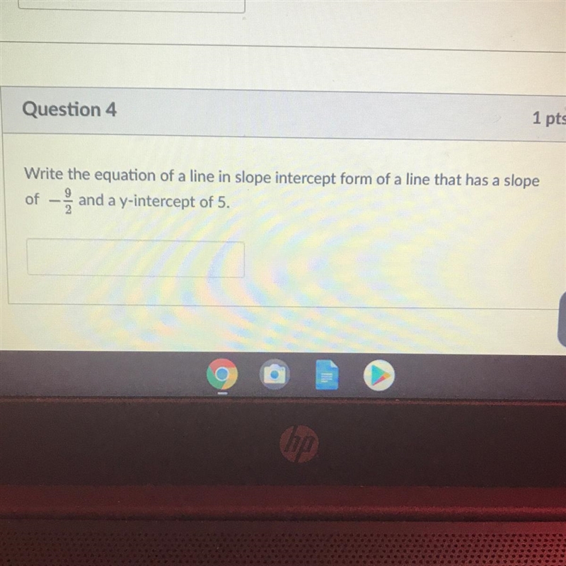 Write the equation of a line in slope intercept form of a line that has a slope of-example-1