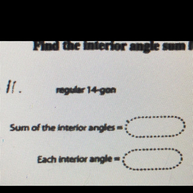 How do I find each interior angle of a regular 14-gon-example-1