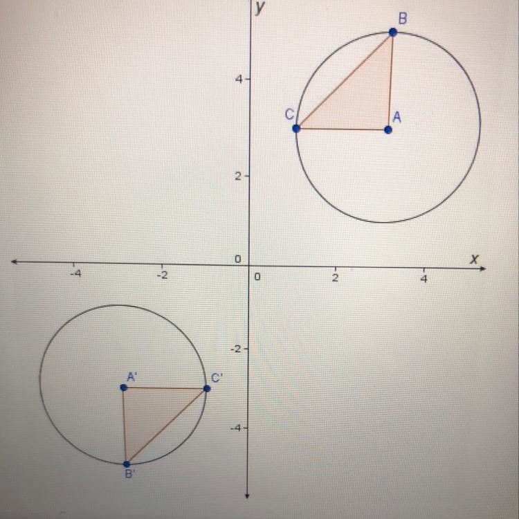 ABC transforms to produce A’ B’C’ which transformation did NOT take place. A. Rotation-example-1