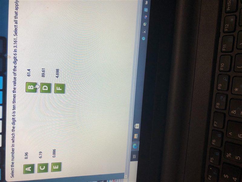 Selecting which is the digit six is 10 times the value of the digit six in 3.161-example-1