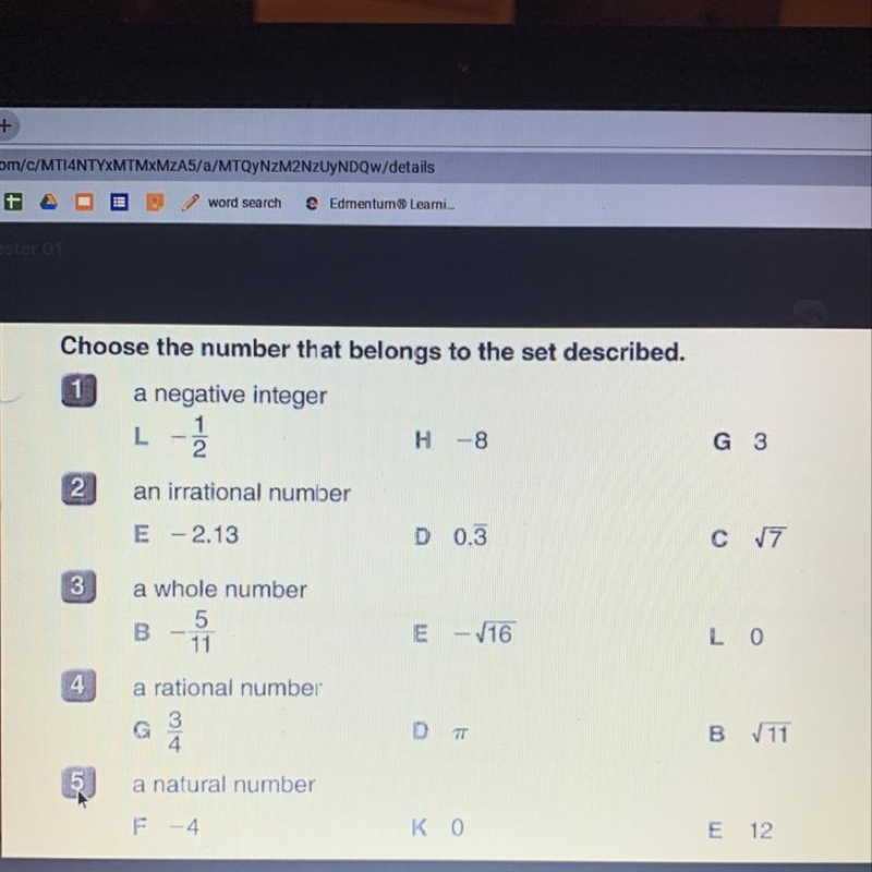 Choose the number that belongs to the set described. i don’t understand this, someone-example-1