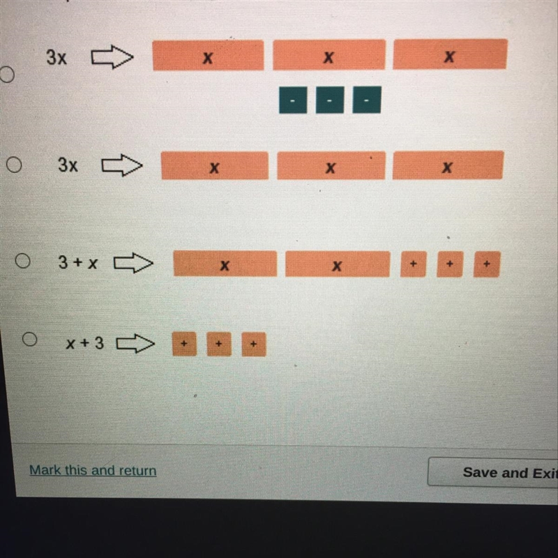 Which expression and diagram represent "three times a number"?-example-1