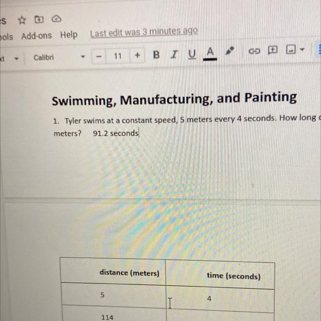 Distance (meters) time (seconds) A 114-example-1